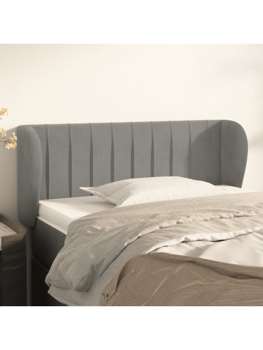 Voodipeats servadega, helehall, 93x23x78/88 cm, samet