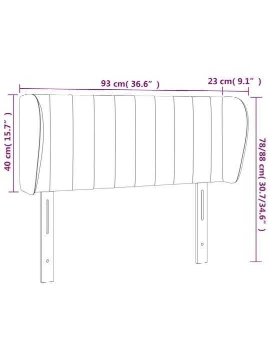 Voodipeats servadega, tumehall, 93x23x78/88 cm, samet