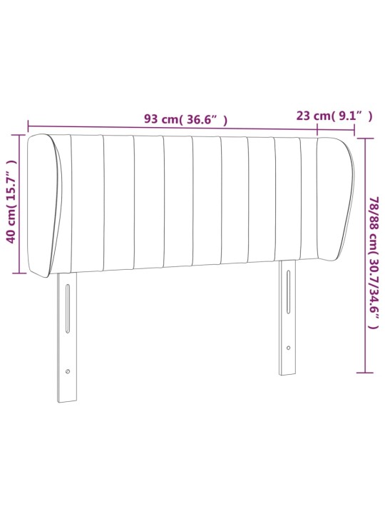 Voodipeats servadega, tumeroheline, 93x23x78/88 cm, samet