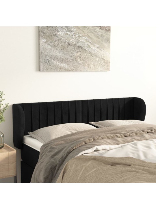 Voodipeats servadega, must, 147x23x78/88 cm, samet