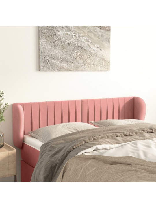 Voodipeats servadega, roosa, 147x23x78/88 cm, samet