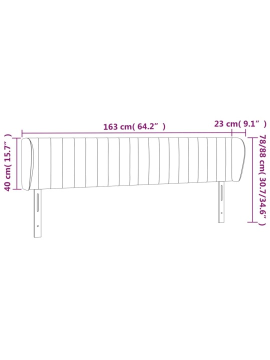 Voodipeats servadega, must, 163x23x78/88 cm, samet