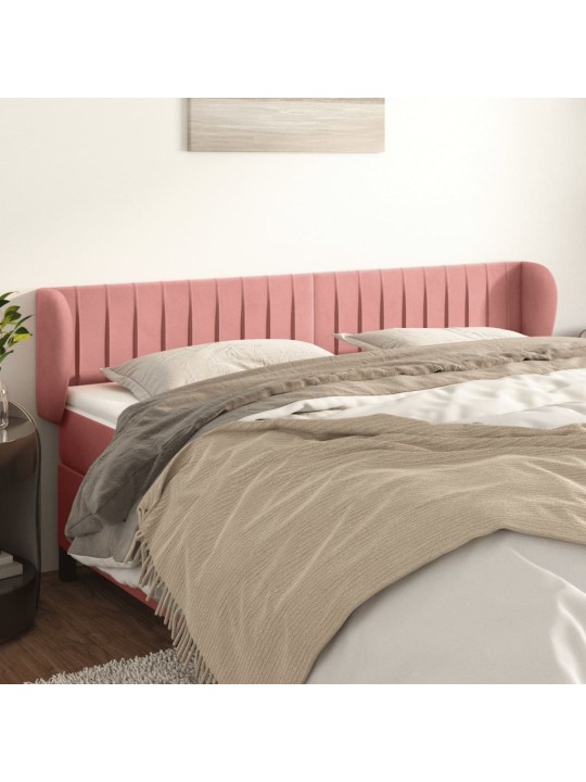 Voodipeats servadega, roosa, 163x23x78/88 cm, samet