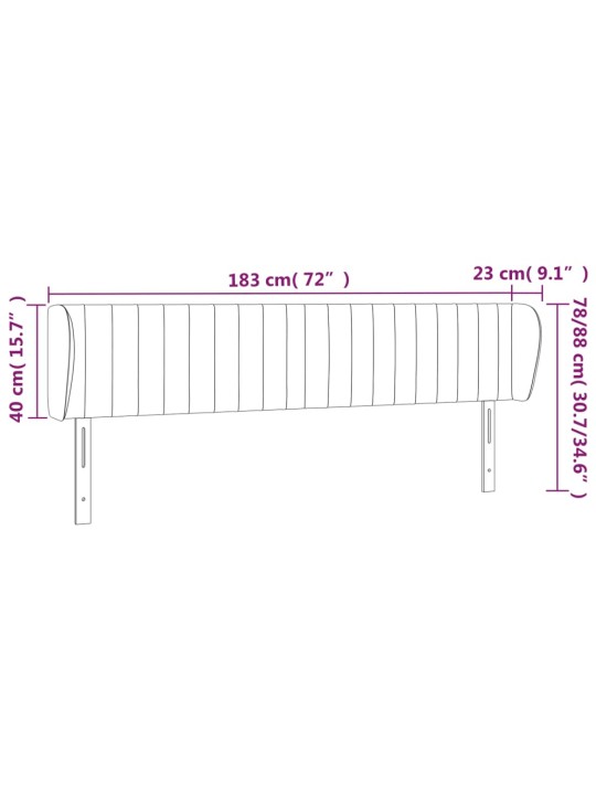 Voodipeats servadega, must, 183x23x78/88 cm, samet