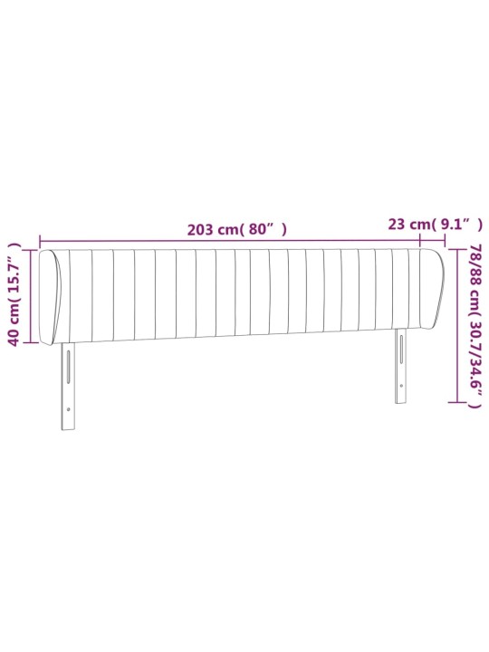 Voodipeats servadega, must, 203x23x78/88 cm, samet