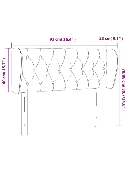 Voodipeats servadega, must, 93x23x78/88 cm, kangas