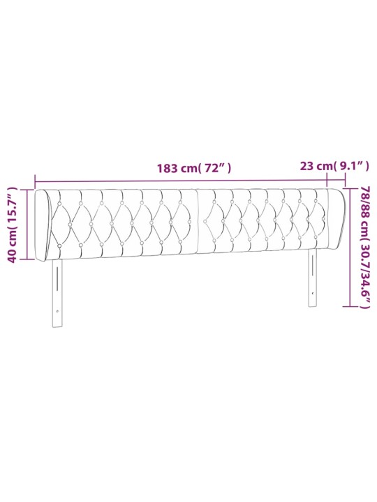 Voodipeats servadega, must, 183x23x78/88 cm, kangas