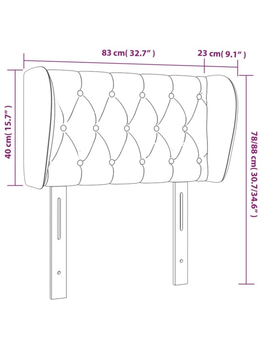 Voodipeats servadega, tumeroheline, 83x23x78/88 cm, samet