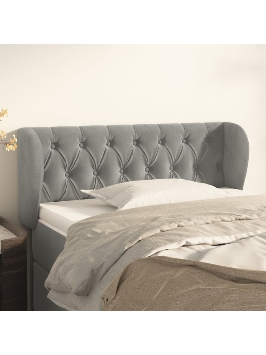 Voodipeats servadega, helehall, 93x23x78/88 cm, samet