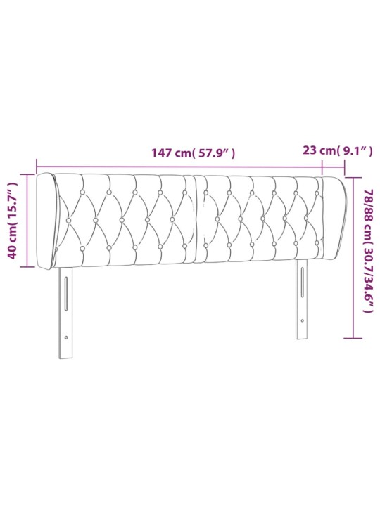Voodipeats servadega, tumeroheline, 147x23x78/88 cm, samet