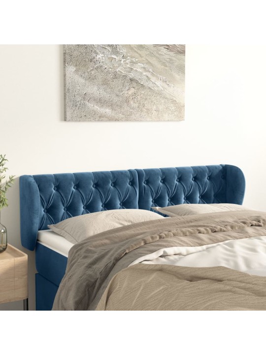 Voodipeats servadega, tumesinine, 147x23x78/88 cm, samet