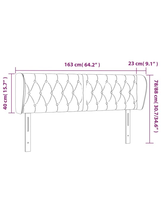 Voodipeats servadega, must, 163x23x78/88 cm, samet