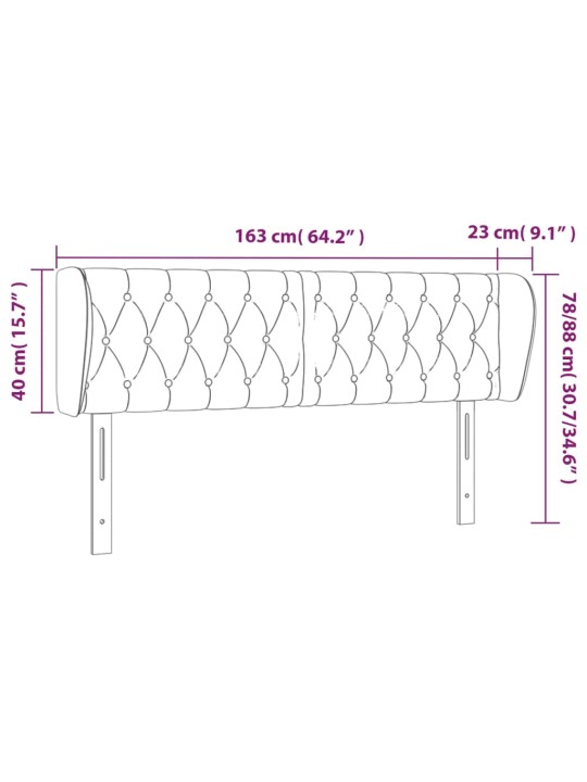 Voodipeats servadega, tumeroheline, 163x23x78/88 cm, samet