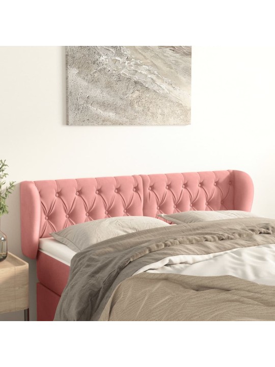 Voodipeats servadega, roosa, 163x23x78/88 cm, samet