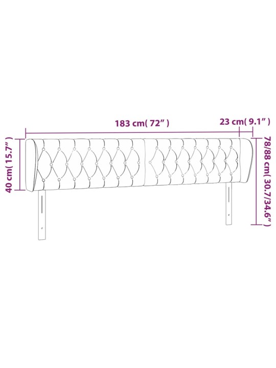 Voodipeats servadega, tumehall, 183x23x78/88 cm, samet