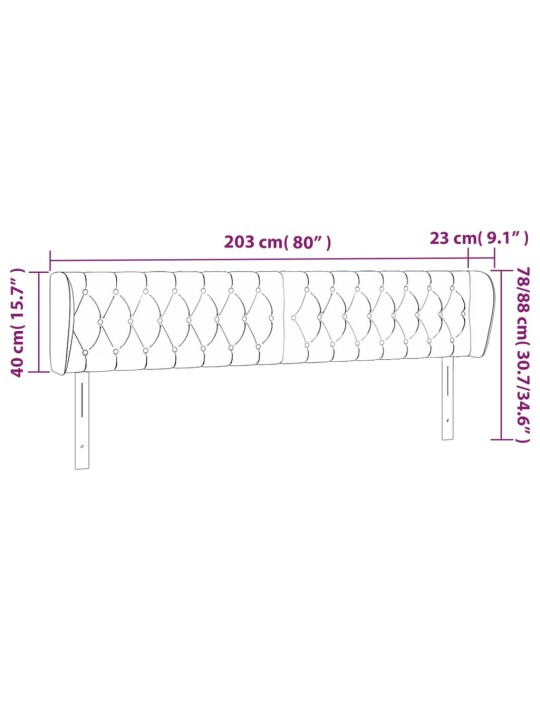 Voodipeats servadega, helehall, 203x23x78/88 cm, samet