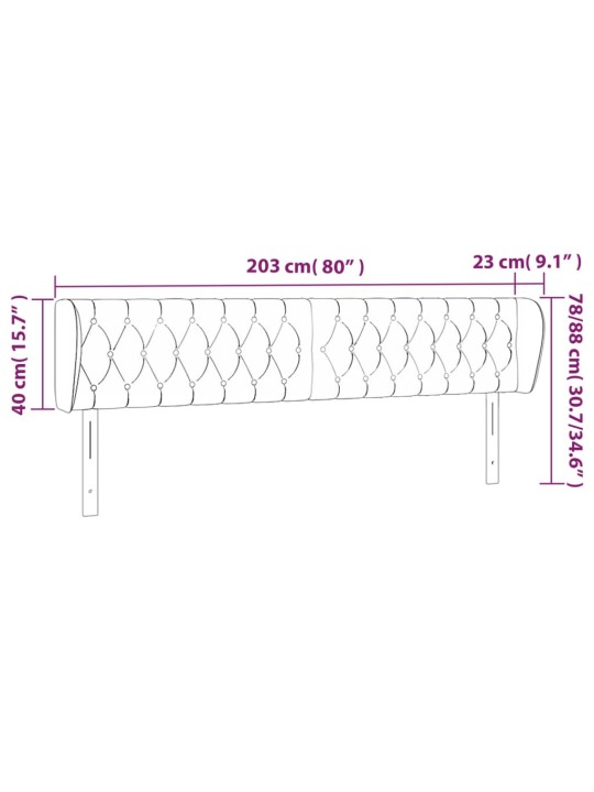 Voodipeats servadega, tumeroheline, 203x23x78/88 cm, samet
