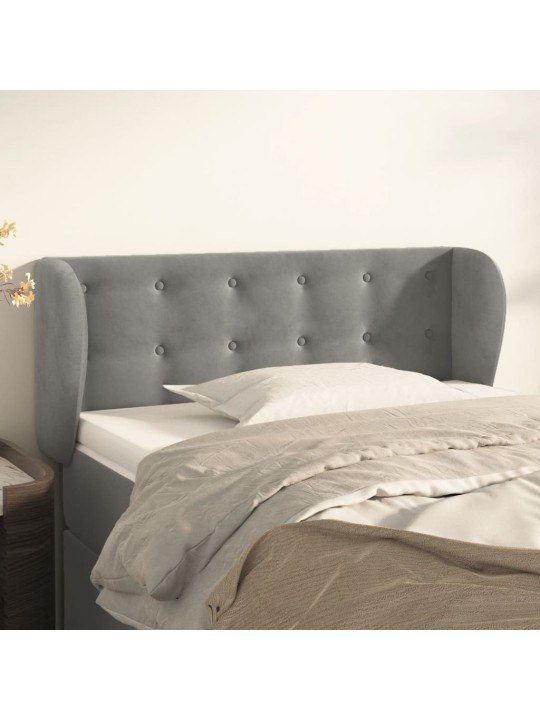 Voodipeats servadega, helehall, 93x23x78/88 cm, samet