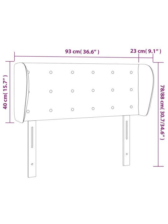 Voodipeats servadega, tumeroheline, 93x23x78/88 cm, samet