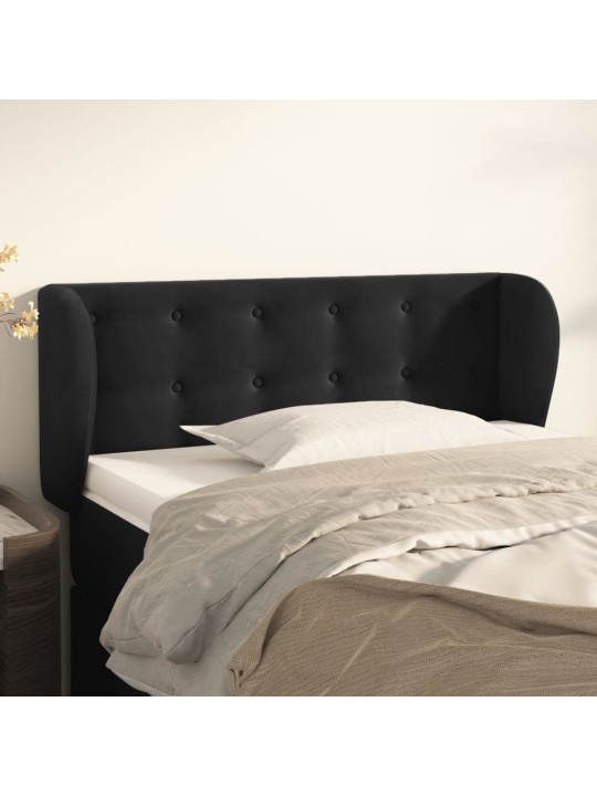 Voodipeats servadega, must, 103x23x78/88 cm, samet