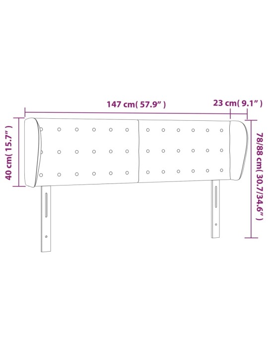 Voodipeats servadega, tumehall, 147x23x78/88 cm, samet