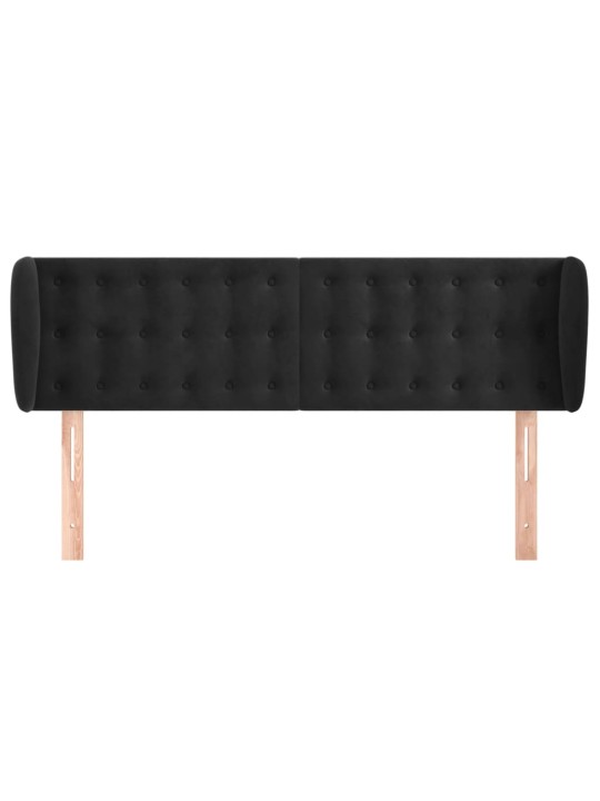 Voodipeats servadega, must, 147x23x78/88 cm, samet