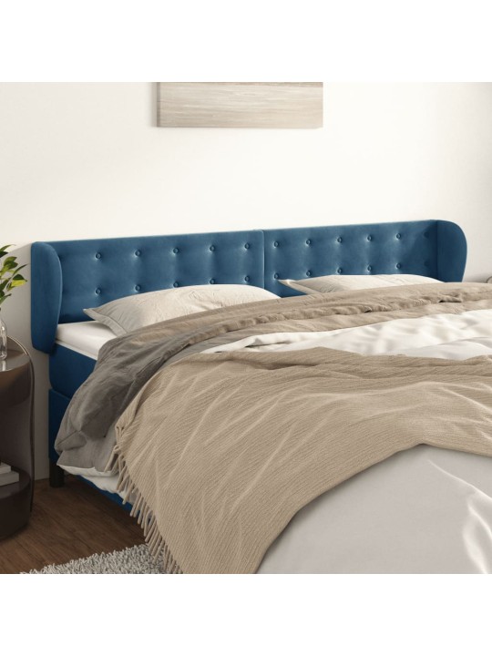 Voodipeats servadega, tumesinine, 163x23x78/88 cm, samet