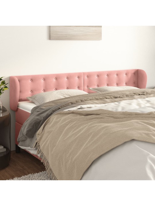 Voodipeats servadega, roosa, 163x23x78/88 cm, samet