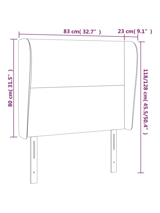 Voodipeats servadega, helehall, 83x23x118/128 cm, kangas