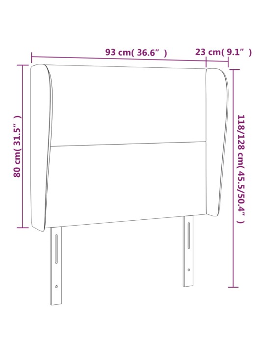 Voodipeats servadega, tumehall, 93x23x118/128 cm, kangas