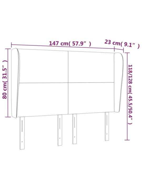 Voodipeats servadega, tumehall, 147x23x118/128 cm, kangas