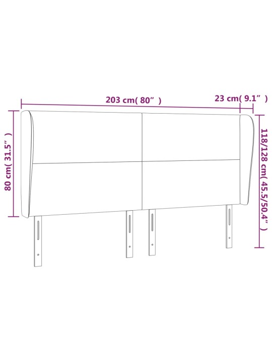 Voodipeats servadega, sinine, 203x23x118/128 cm, kangas