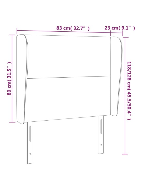 Voodipeats servadega, tumehall, 83x23x118/88 cm, samet