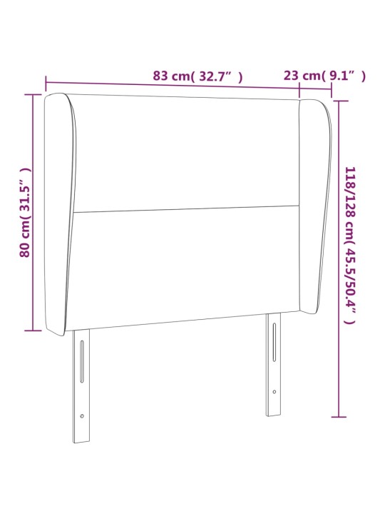 Voodipeats servadega, tumeroheline, 83x23x118/88 cm, samet
