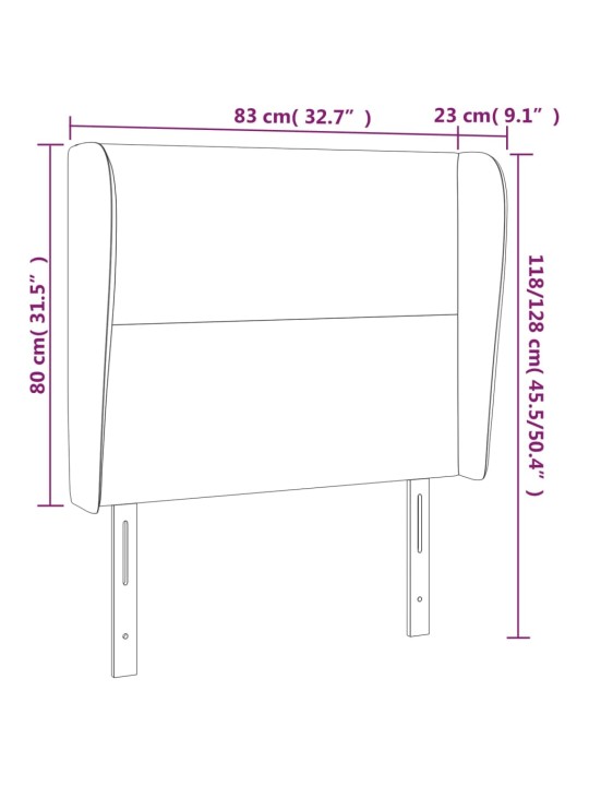 Voodipeats servadega, roosa, 83x23x118/88 cm, samet