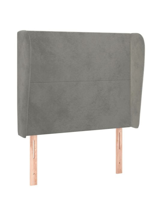 Voodipeats servadega, helehall, 93x23x118/128 cm, samet