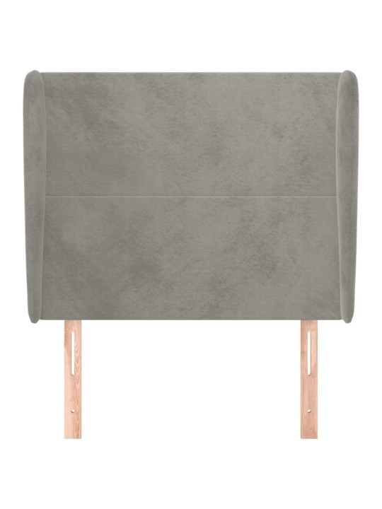 Voodipeats servadega, helehall, 93x23x118/128 cm, samet