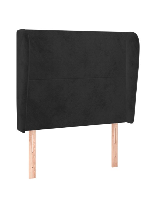 Voodipeats servadega, must, 93x23x118/128 cm, samet