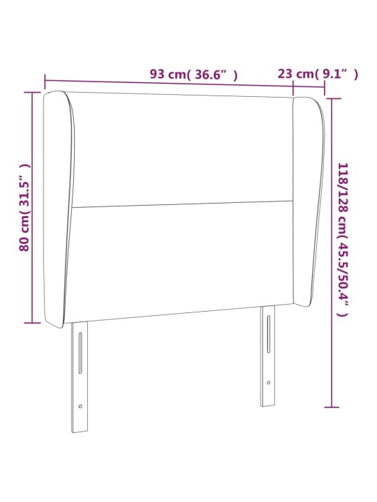 Voodipeats servadega, tumeroheline, 93x23x118/128 cm, samet