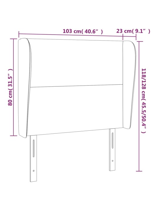 Voodipeats servadega, must, 103x23x118/128 cm, samet