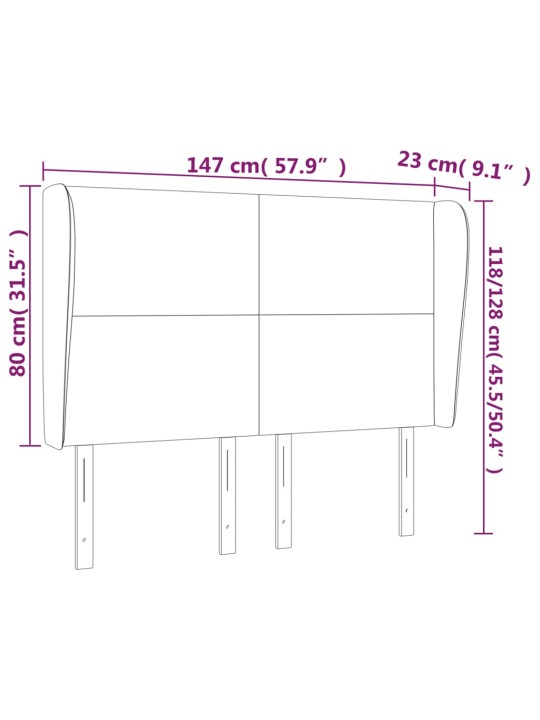 Voodipeats servadega, helehall, 147x23x118/128 cm, samet