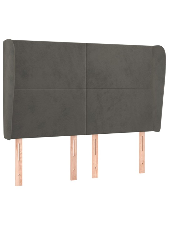 Voodipeats servadega, tumehall, 147x23x118/128 cm, samet