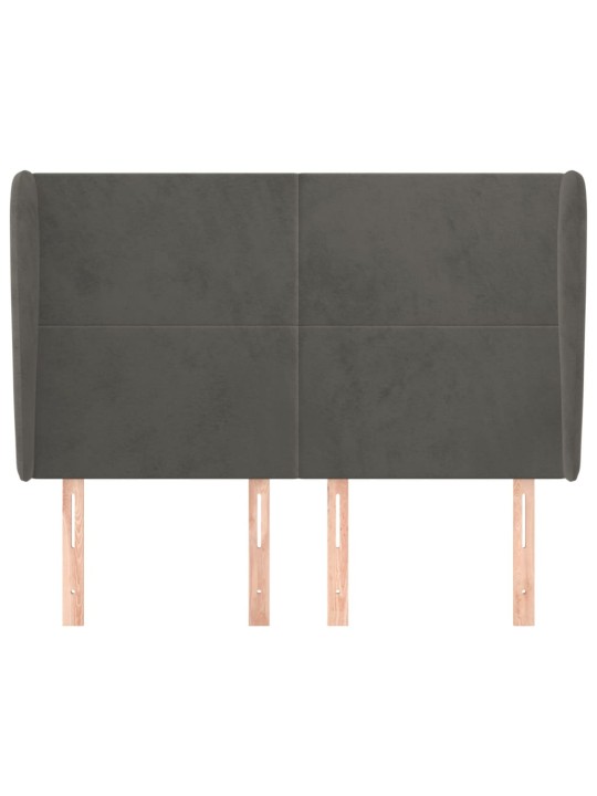 Voodipeats servadega, tumehall, 147x23x118/128 cm, samet