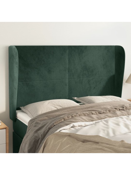 Voodipeats servadega, tumeroheline, 147x23x118/128 cm, samet
