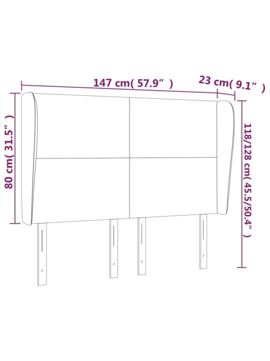 Voodipeats servadega, tumesinine, 147x23x118/128 cm, samet