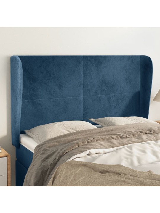 Voodipeats servadega, tumesinine, 147x23x118/128 cm, samet