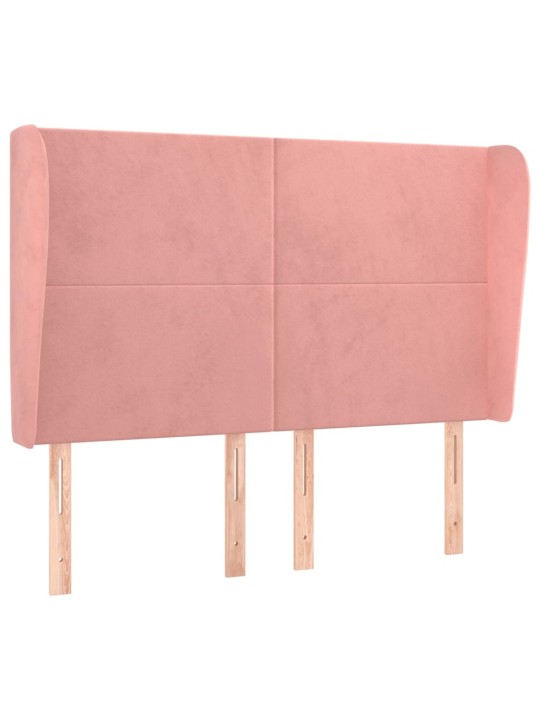 Voodipeats servadega, roosa, 147x23x118/128 cm, samet