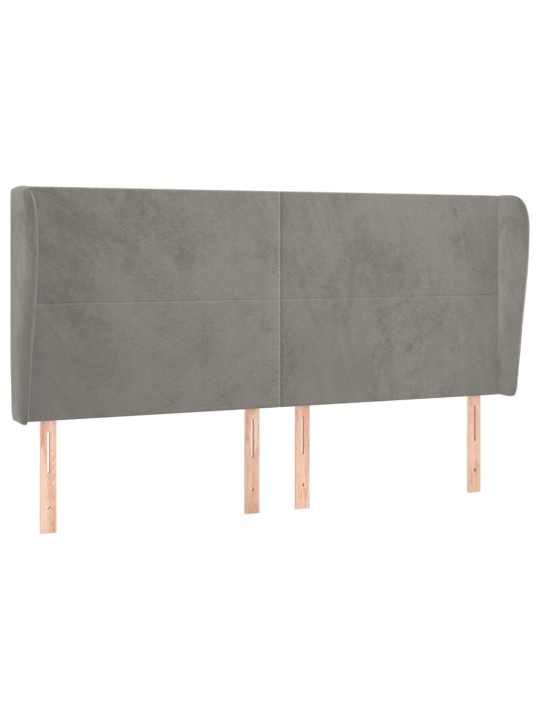 Voodipeats servadega, helehall, 163x23x118/128 cm, samet