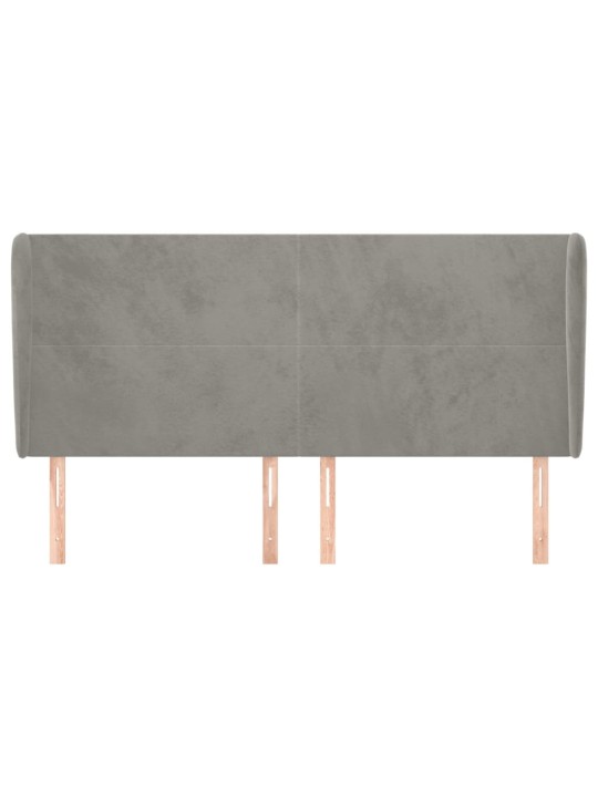 Voodipeats servadega, helehall, 163x23x118/128 cm, samet