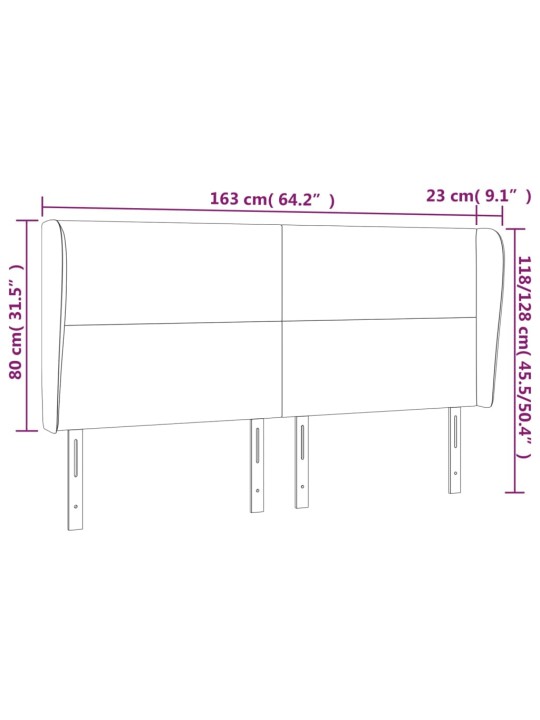 Voodipeats servadega, must, 163x23x118/128 cm, samet